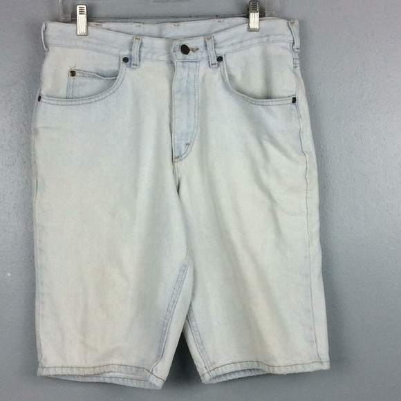 Lee Mens Bleach Blue Denim Shorts Sz 33 - Picture 2 of 6